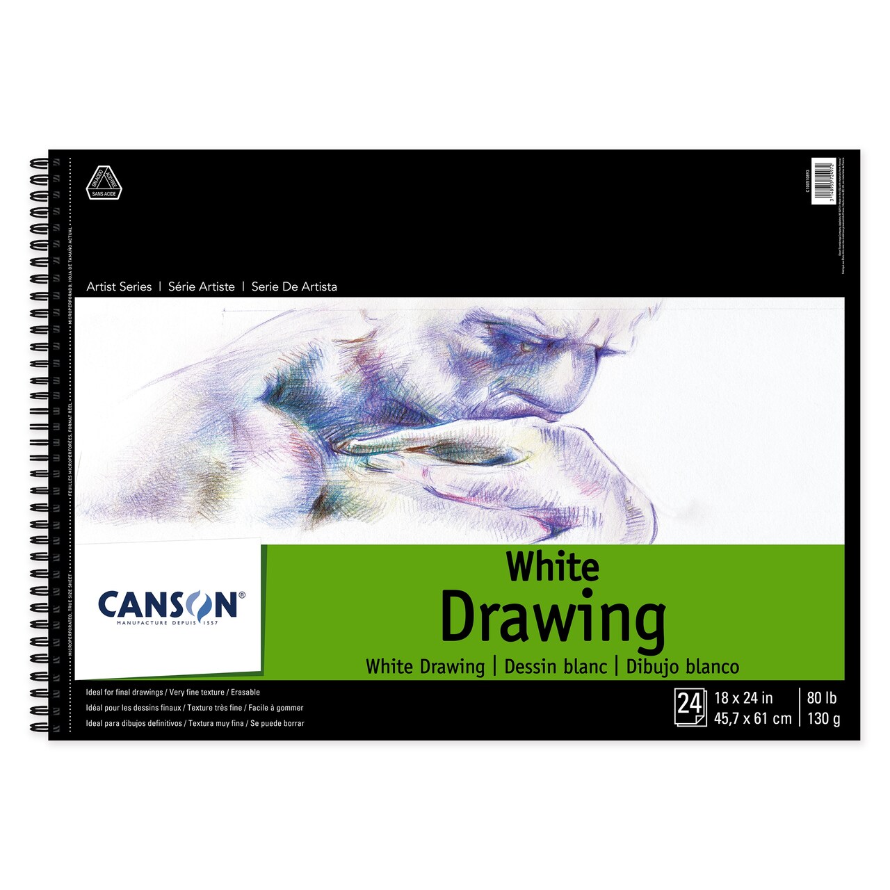 Canson Artist Series Drawing Paper Pad 18x24 inch-Side Wire Binding 24 Sheet